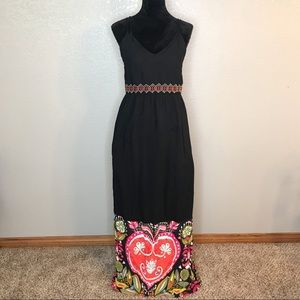 •Desigual• Heart Print Embroidered Maxi Dress 10